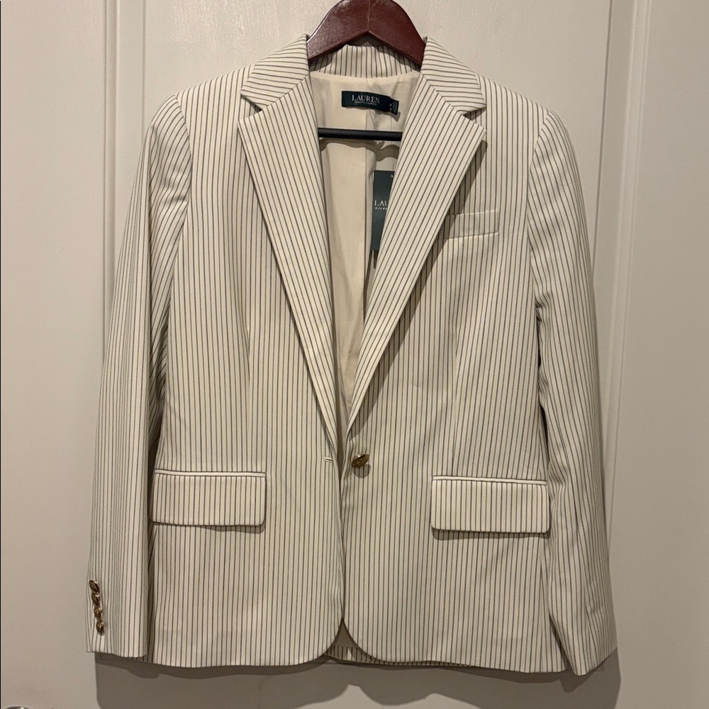 LAST CALL-reduced! NWT-  Ralph Lauren Cream Striped Blazer, $295, 8P